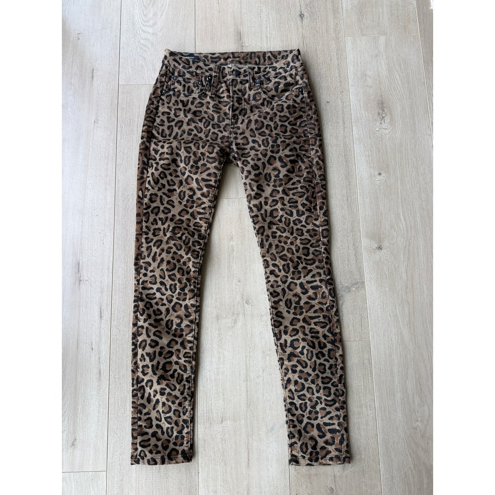 R13 Tan Leopard Print Alison Skinny Corduroy Pants Size 25 Made in Italy